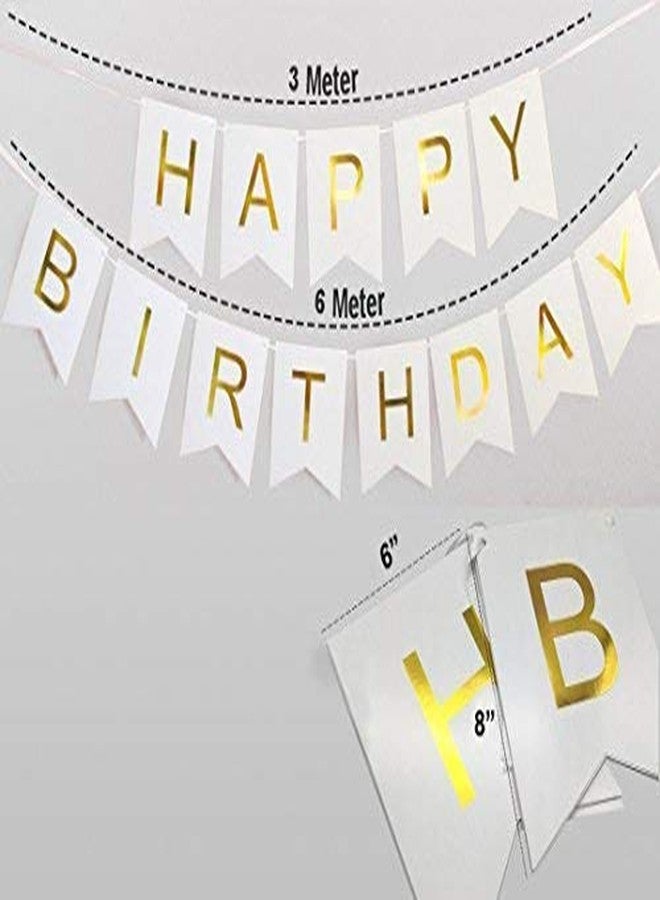 Skywalk Happy Birthday Banner Bunting Flag/Banner for Birthday Reception/Birthday Decoration Material (WHITE) - Image 2
